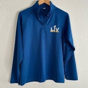 Super Bowl LV Blue Quarter Zip Pullover Teammate Small Oversized